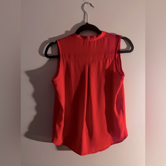 Pink Rose Draped Red Blouse - Picture 2 of 2